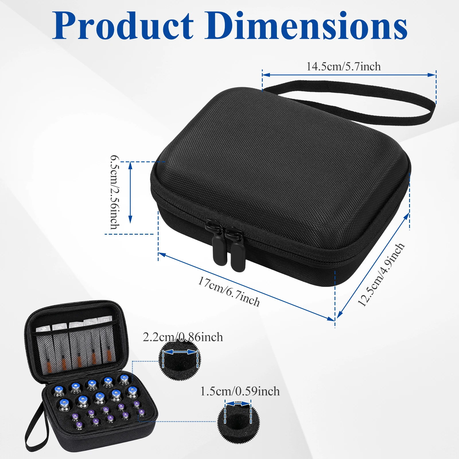 Portable Insulin Vial Storage Case Portable EVA Travel Organizer Handheld Peptide Storage Case Insulin Fridge Holder 20 Slots