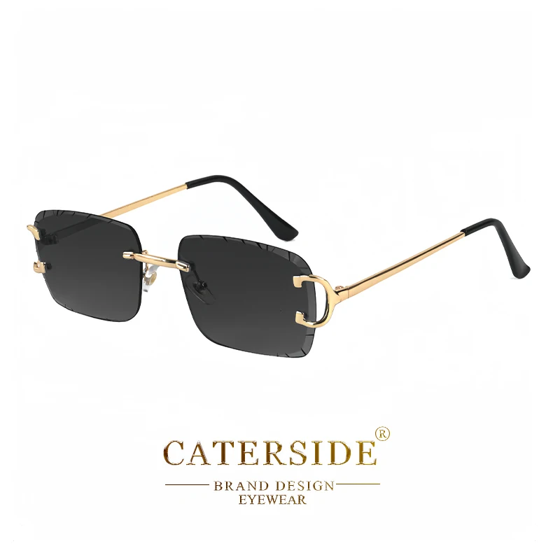 Caterside Randlose Farbverlauf Quadrat Sonnenbrille Mann Diamant Kupfernickel Rahmen Sonnenbrille Punk Frauen Kleine Rahmenlose Brillen UV400 – Detail 14