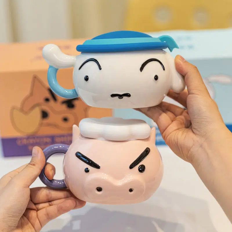 Crayon Shin-Chan Buriburizaemon Nohara Shiro Mug with Lid Water Cup Birthday Gift for Women Ceramic Mug Coffee Mug - Image 2