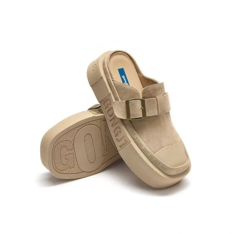 

Casual Plus Size Closed Toe Leather Sandals Slides Non-slip Soft Sole Breathable Lightweight Outdoor Daily Leisure Footwear