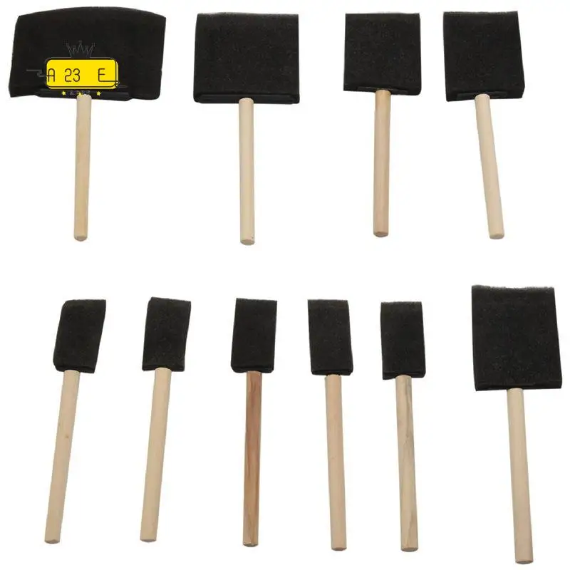 

A23E-Набор из 10 губчатых кистей для рисования с ручками из твердой древесины