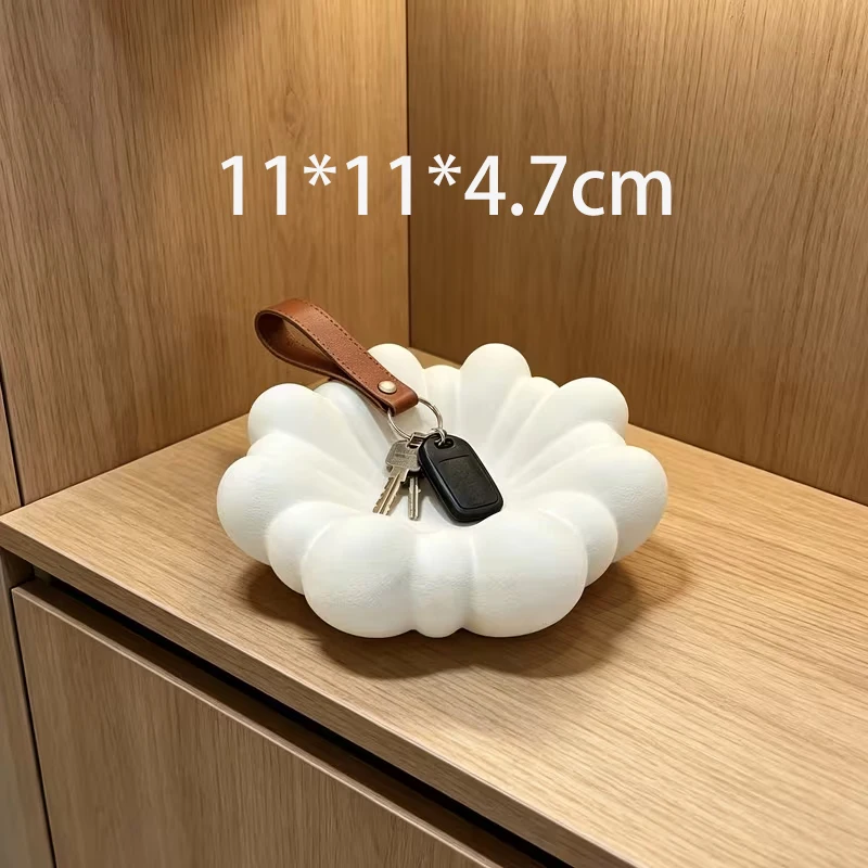 Cloud Shaped White 3D Printed Jewelry Tray Soft Bubble Edge Trinket Dish for Rings Earrings Necklaces Vanity Dresser Storage