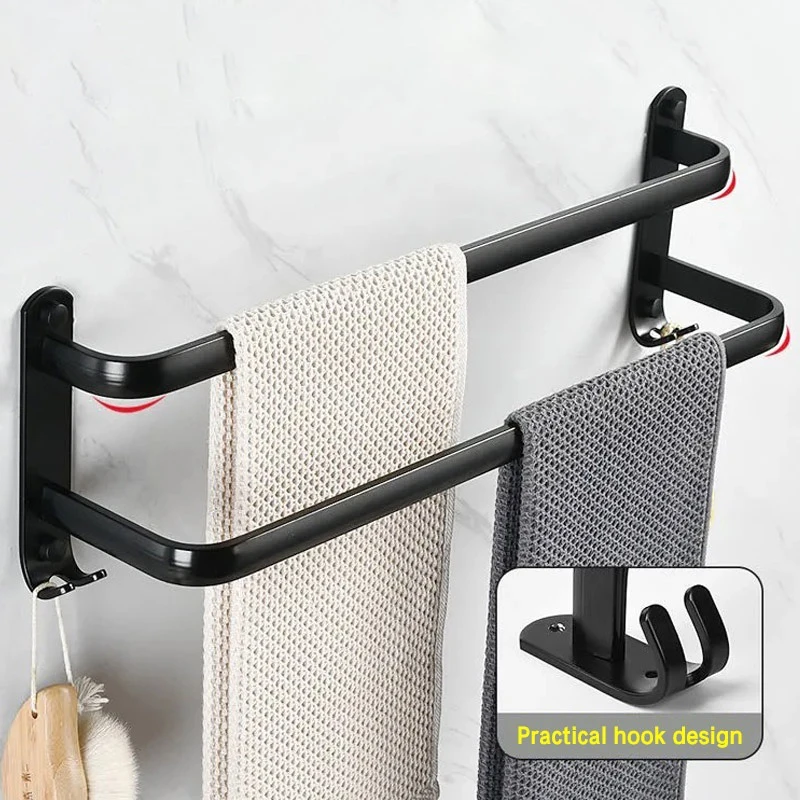 Single-layer/Double-layer/Triple-layer Towel Holder Towel Storage Towel Rack Bathroom Multi-layer Wall-mounted Towel Pole