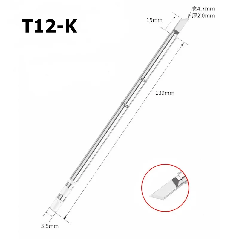 T12 K 시리즈 납땜 인두 팁, Hakko FX951 STC 및 STM32 OLED 전기 납땜 인두 용 T12 시리즈 인두 팁