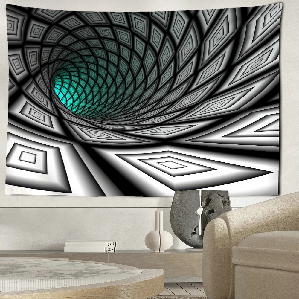 Vertigo Geometry Black Hole Tapestry Wall Hanging Abstract Art psychedelic Wizardry Hippie Tapiz Dormitory Home Decor