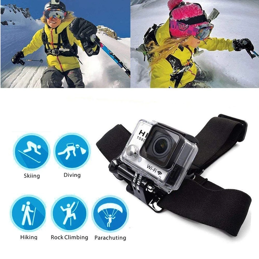 Chest Head Strap Belt For GoPro Hero 12 11 10 9 8 Action Camera Xiaomi Yi 4K Sjcam Sj4000 Insta360 Accessories With J-hook Mount