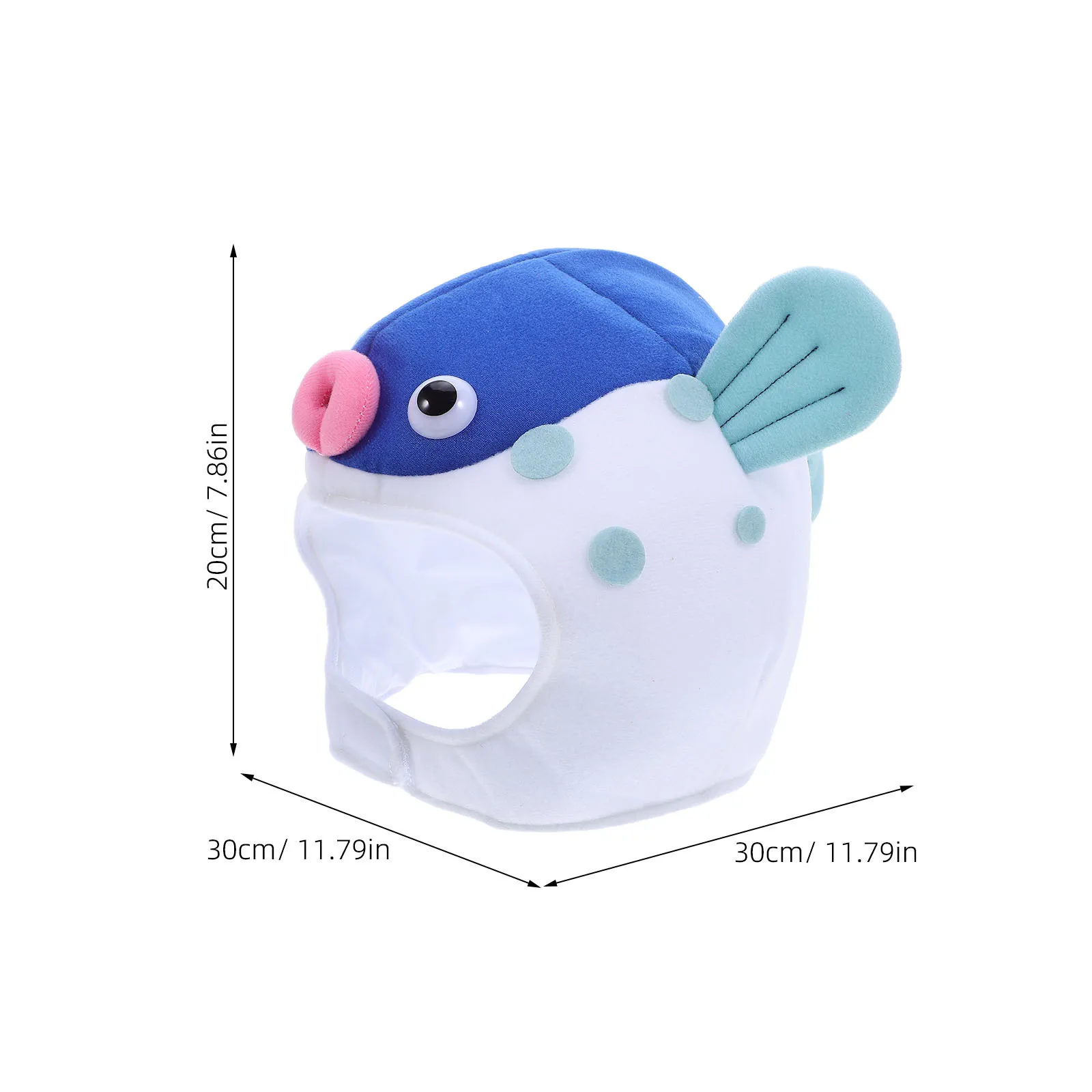 Gorro de pez globo, sombrero de dibujos animados azul ajustable, accesorios para fotos de fiesta de Cosplay para niños y adultos, accesorio de Halloween, diversión para Festival