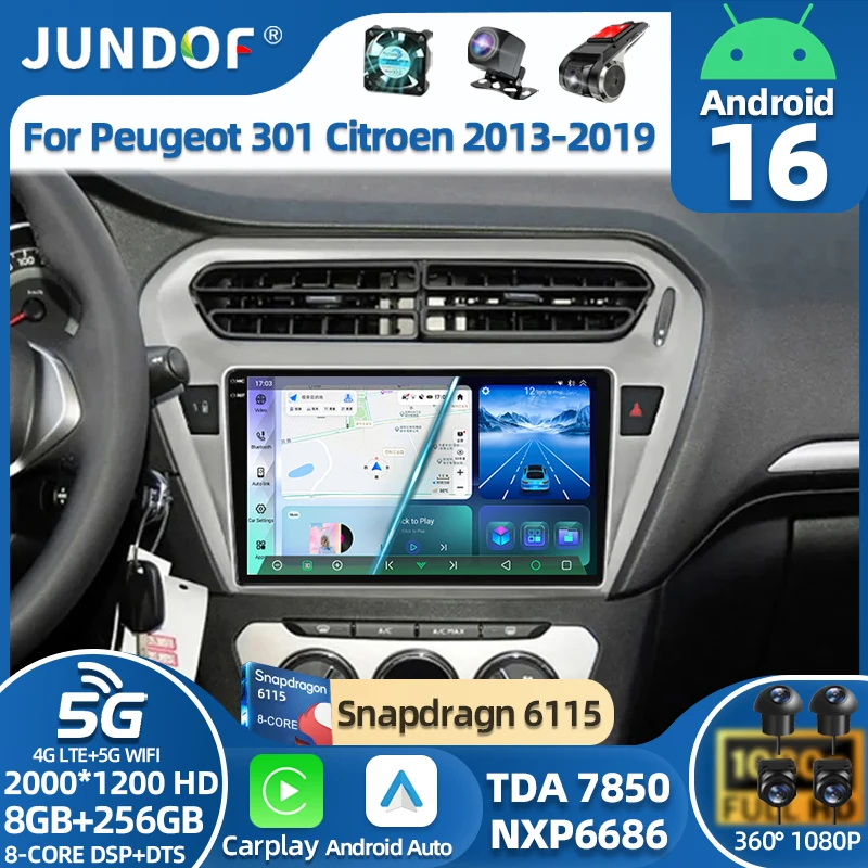 

Android 16 For Peugeot 301 per Citroen C-Elysee CElysee 2013-2018 Car Multimedia Player Car GPS Navigation Touch Screen No 2din