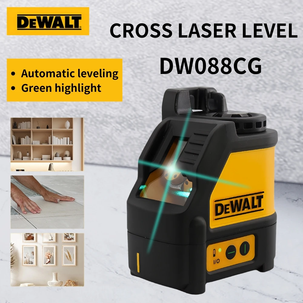 

DEWALT DW088CG Laser Level Self-Leveling Cross Line Green Cross Precision Cross Line Lase Horizontal Vertical Laser Level