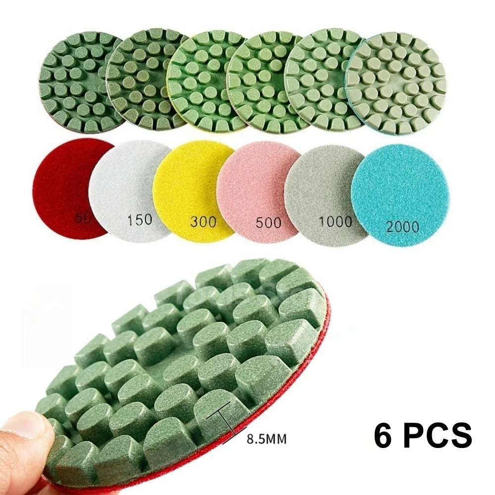 

6PCS/Set 4 Inch Diamond Floor Polishing Pad For Concrete Floor Marble Thicken Wet Grinding Discs Polish Abrasive Tools