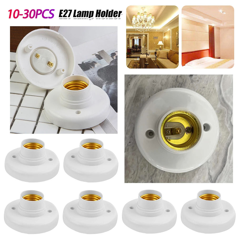 Portalampada E27 220V Corridoio domestico Scala Portalampada rotondo Base Casa bianca Garage esterno notturno a risparmio energetico