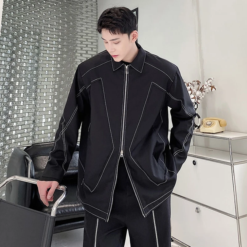 LUZHEN الأصلي شخصية التطريز مخطط مزدوج سستة سترة غير رسمية الرجال 2025 الخريف العصرية معطف الذكور وسيم JY4593 #2