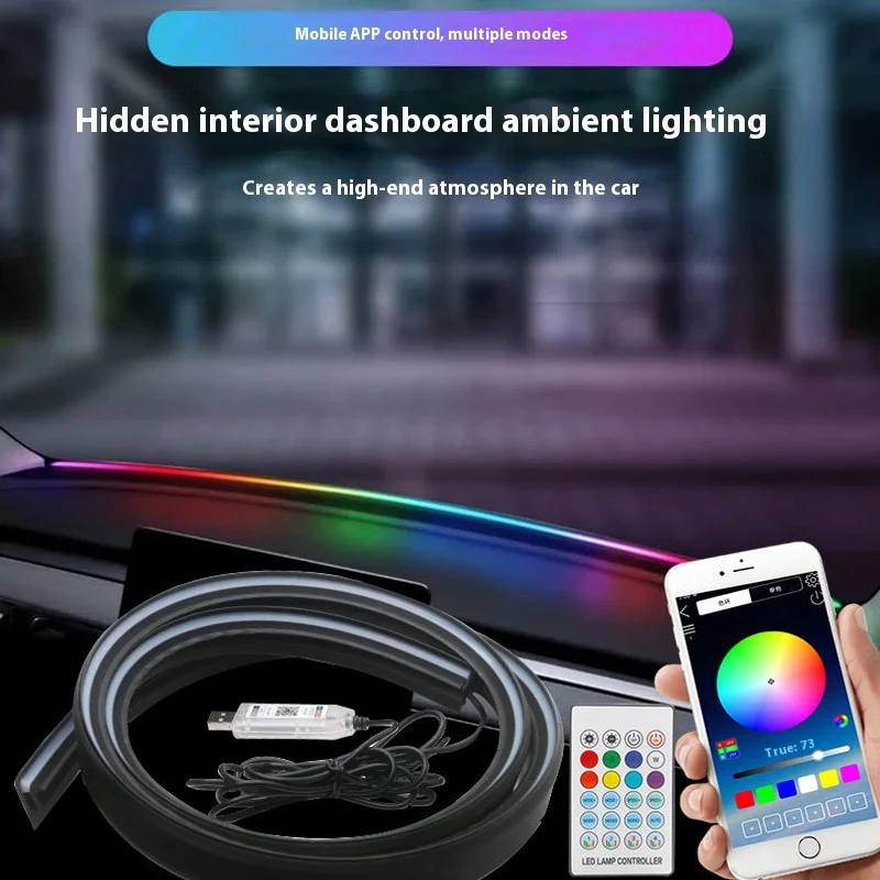 

140 см/150 см салон автомобиля, светодиодная лента, невидимое USB-волокно, переднее стекло, атмосферная лампа, управление через приложение, универсальное