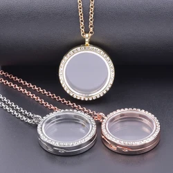 1Pc Mix Colors Metal Round Glass Memory Photo Locket Pendant Necklaces For Ashes Living Urn Relicario Women Collares Jewelry