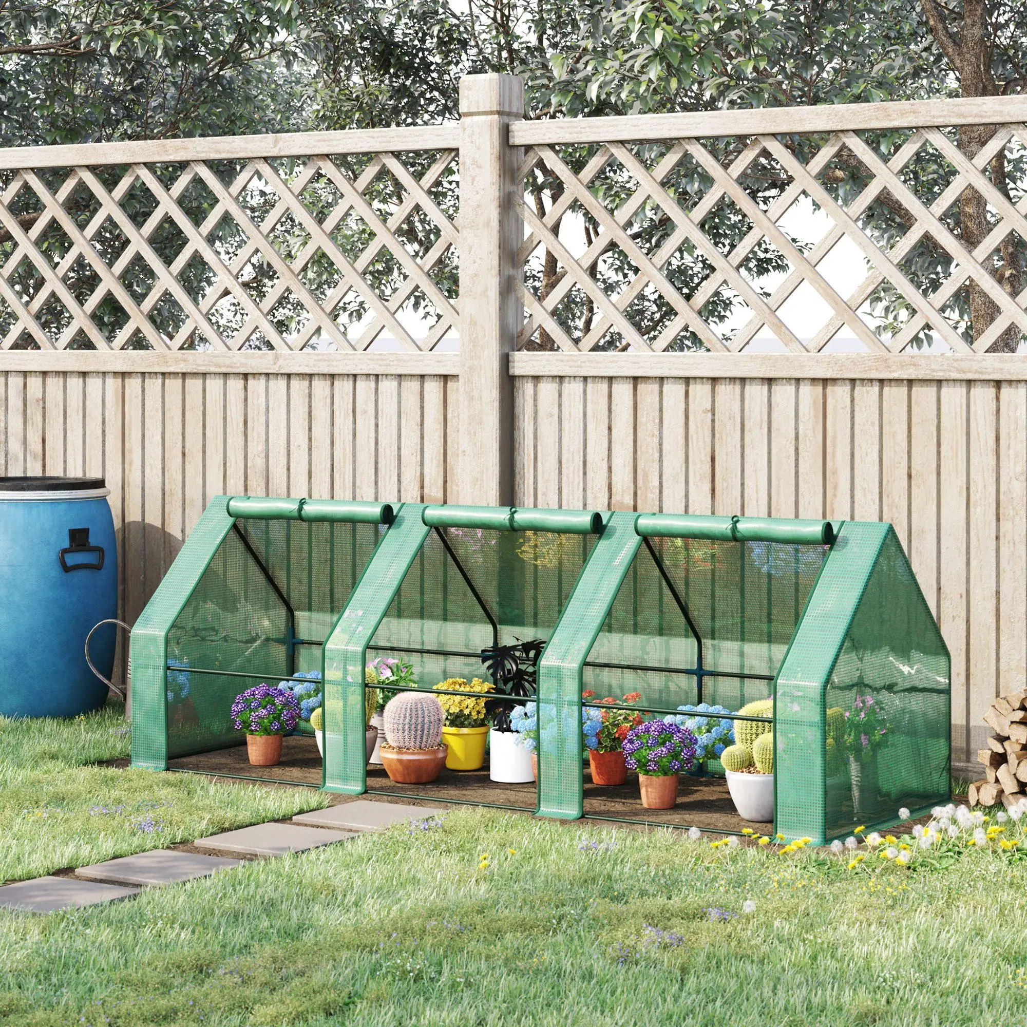 9x3x3 ft Portable Mini Greenhouse Steel Frame Large Zipper Doors Water UV Resistant PE Cover for Outdoor Garden Plants