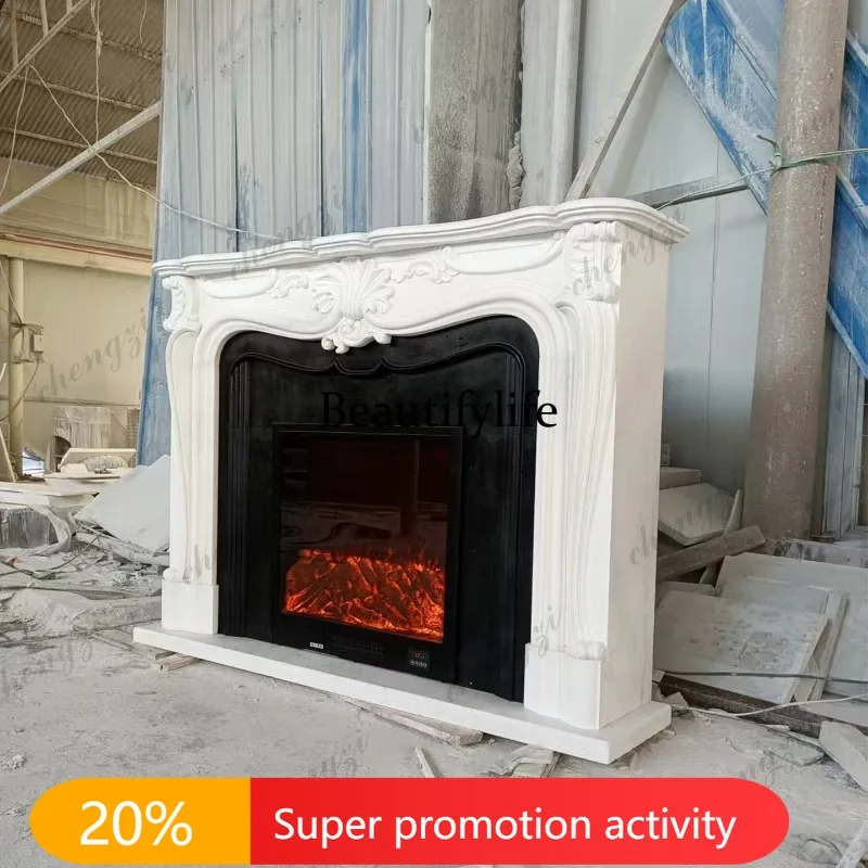 N178 Natural Marble Fireplace Large Flower White Stone Fireplace Living Room Entrance French Fireplace Cabinet