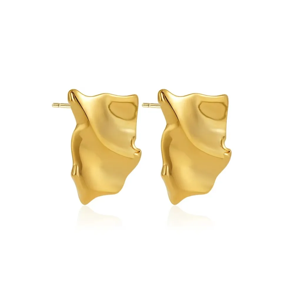 

New Retro Irregular Folds Stainless Steel Stud Earrings Hypoallergenic Non Tarnish Geometric Stud Christmas New Year Gifts Aros