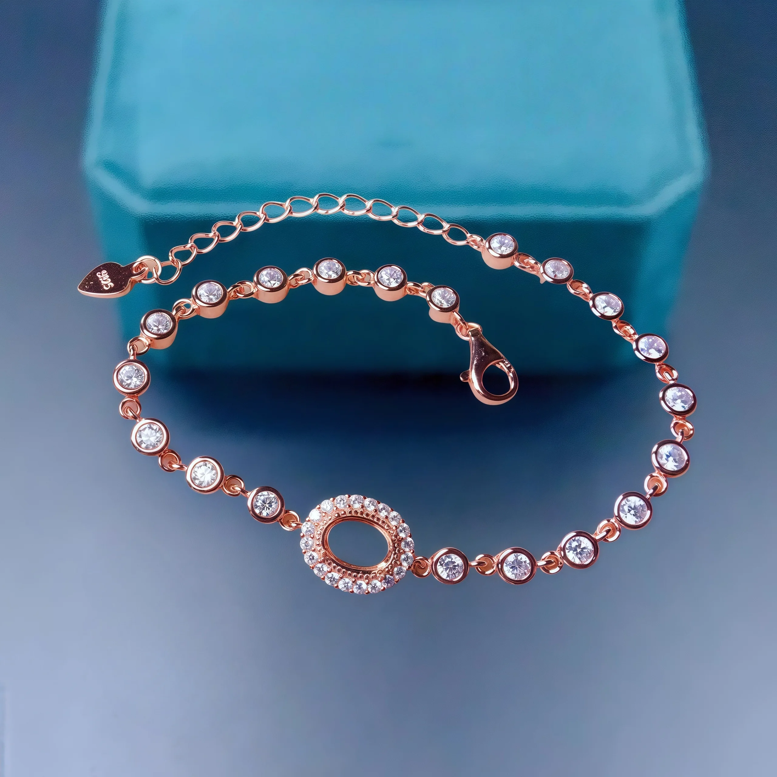 

Settings 5*7mm Ellipse Stone S925 Sterling Silver DIY Bracelet Empty Tray Fine Charm Fashion Jewelry Simple Design for Woman