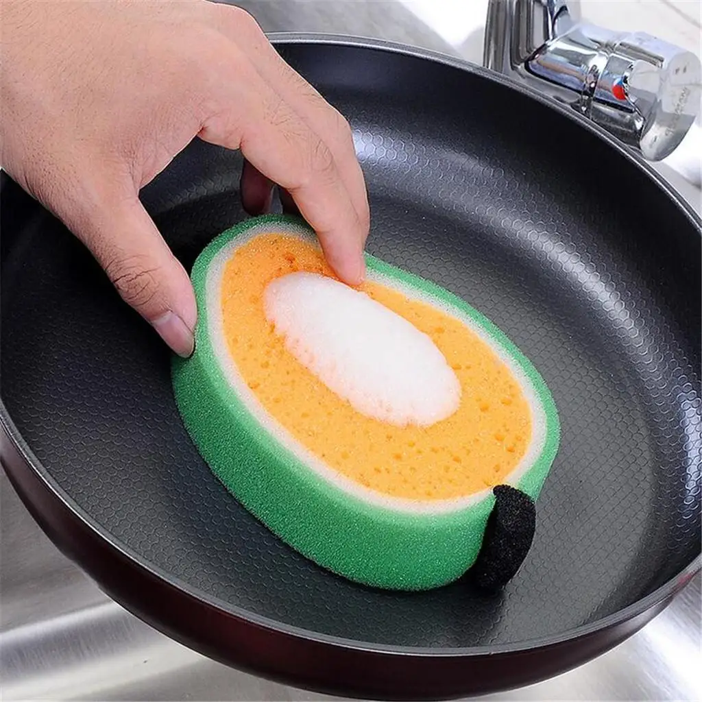 素敵なオレンジ色のメロン型スポンジ食器洗いブラシ、フルーツ拭き掃除用スクラバー、バスルームとキッチン用