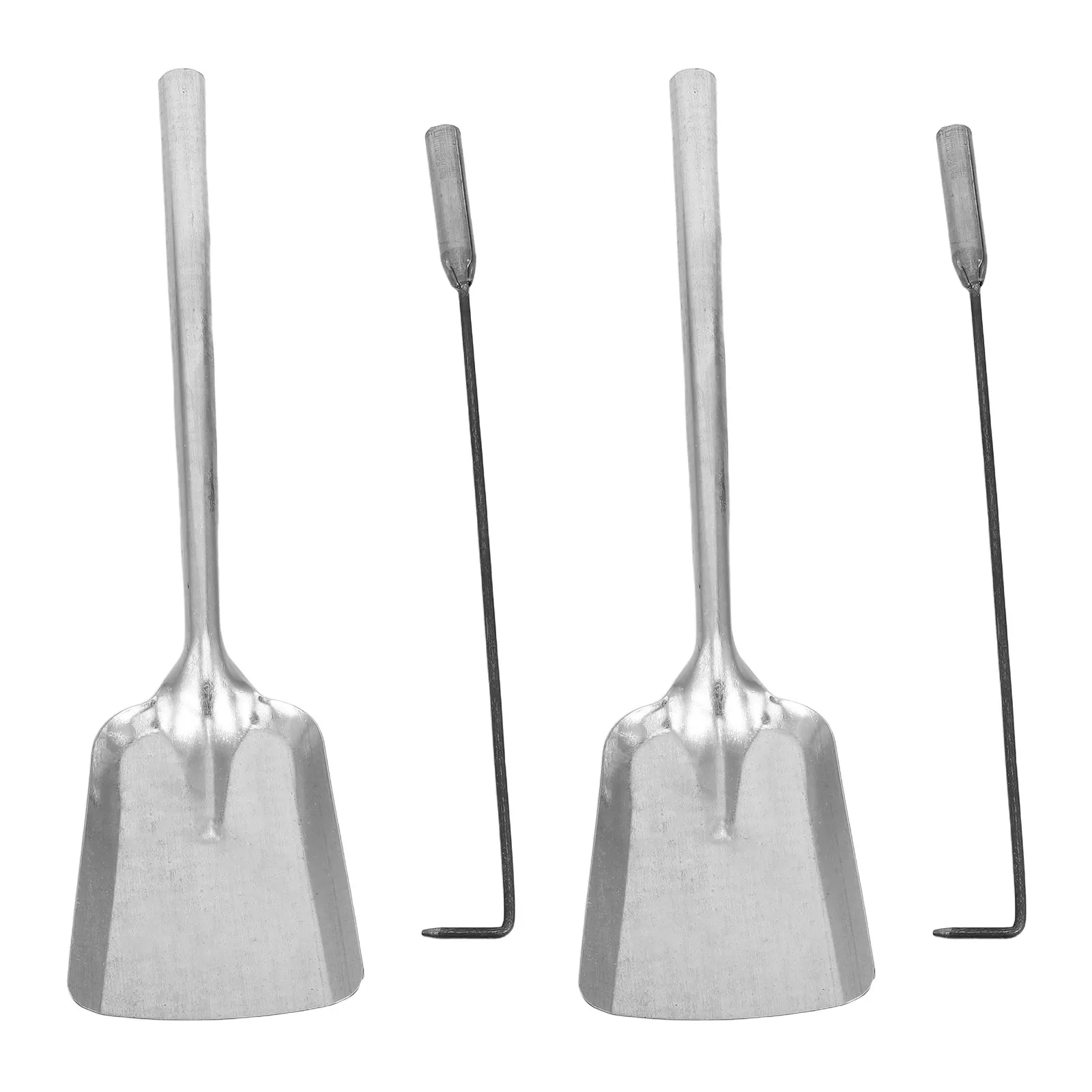 

4Pcs Fireplace Coal Scoop Tool Set Wrought Iron Fire Pit Accessories Indoor Outdoor Fire Shovel Ash Poker Log Grabber Tongs