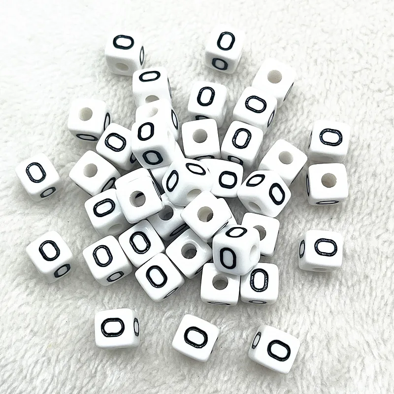 20pcs 10*10mm Cube Acrylic Letter Beads Single Alphabet A-Z White Square Bracelet Jewelry Making Beads