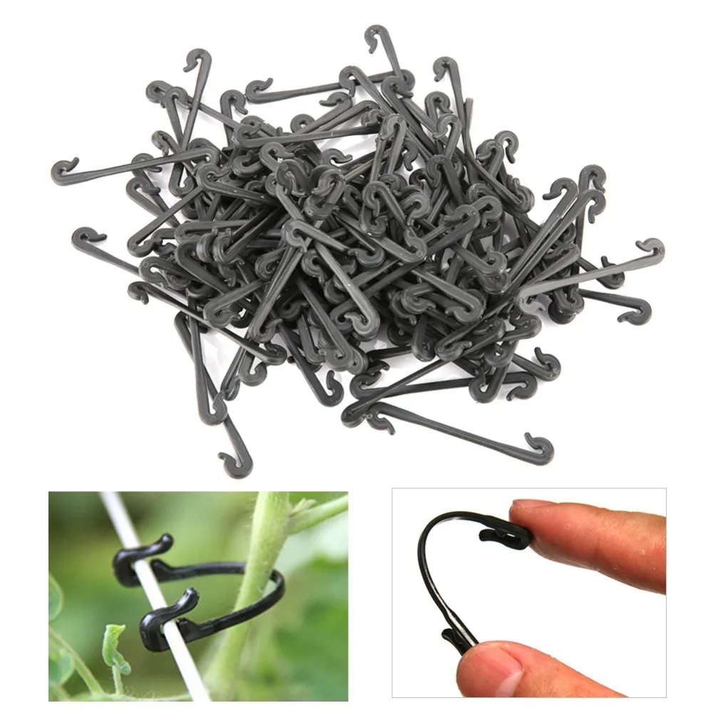 300PCS Black Grape Grafting Clips Plastic Compact Vine Fixing Clamps Stem Clips Holder Raspberry Canes Support
