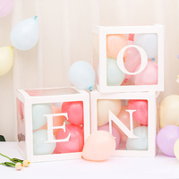 6pcs/set 25cm Transparent Balloon Boxes+ONE Letters, 1st Birthday Baptism Party Decoration Gift Box Baby Shower Decor