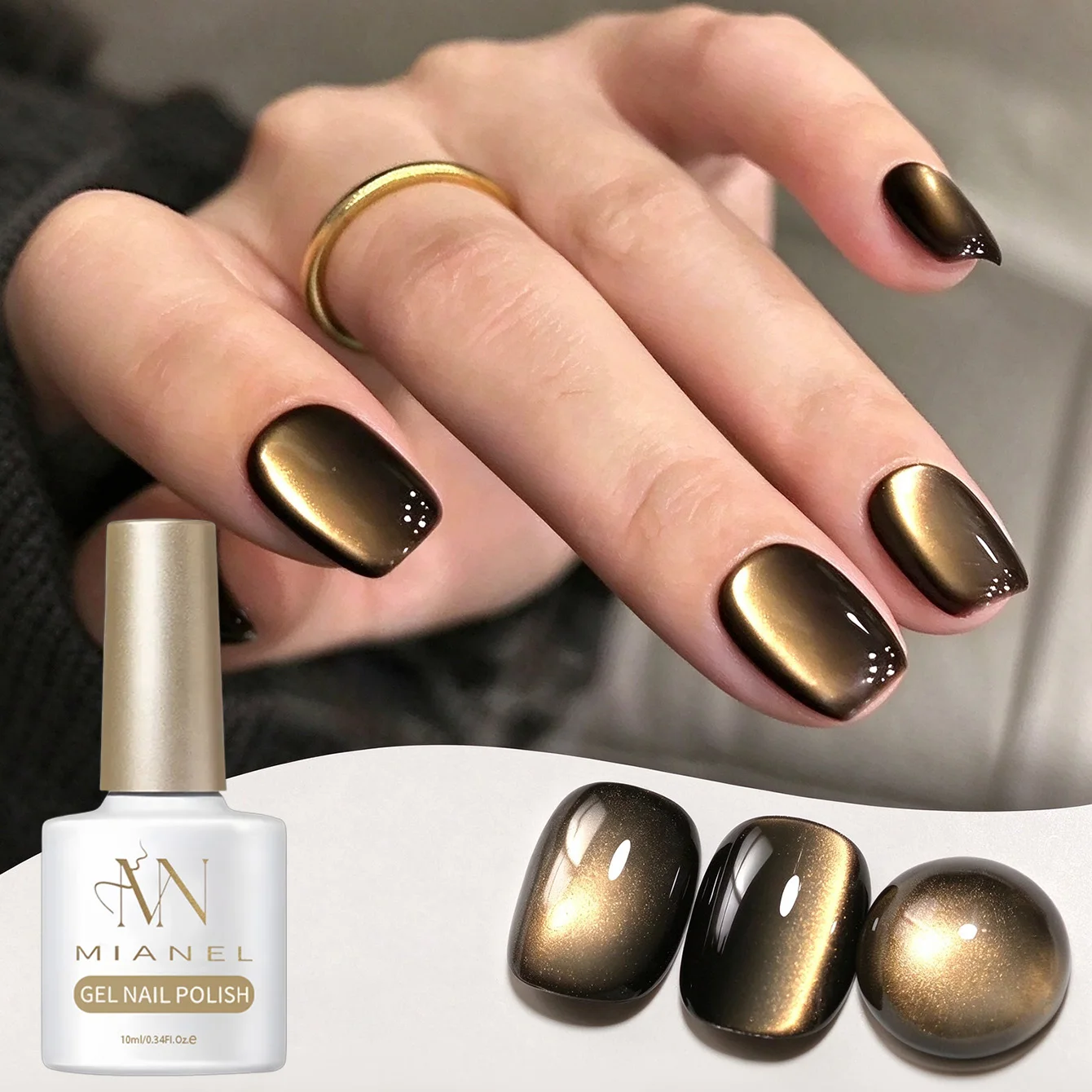 Flash Black Pearl Cat Eye Gel Polish – Autumn/Winter Elegant High-End, Dark Cat Eye, Flattering Finish