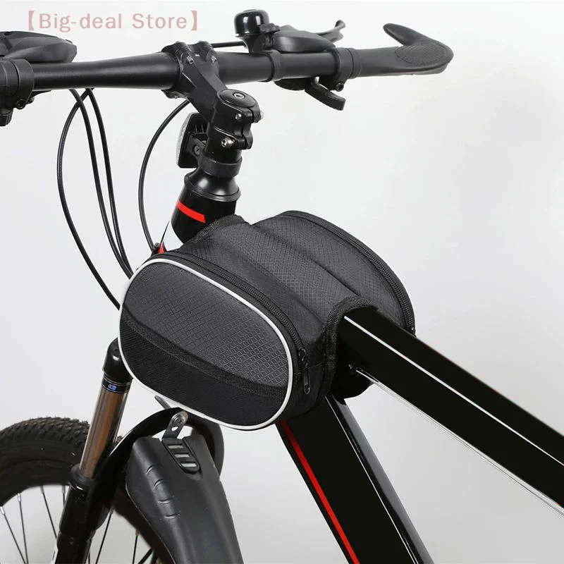 【M】Fahrrad-Lenkertasche mit großem Fassungsvermögen, Outdoor-Fahrradtasche mit Handyhalterung, Fahrradkorb mit reflektierendem Streifen