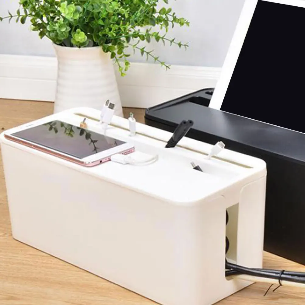

Power Cord Storage Box Cable Management Organizer Wire Arranging Case For Home Use Scratch Resistant Plastic Ventilated Design