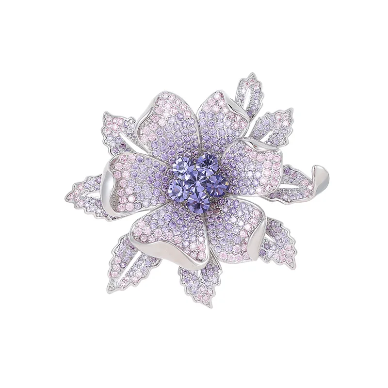 Фиолетовая брошь с цветком лозы, высококачественный женский изысканный праздничный подарок, высококачественная брошь с цветком, булавка