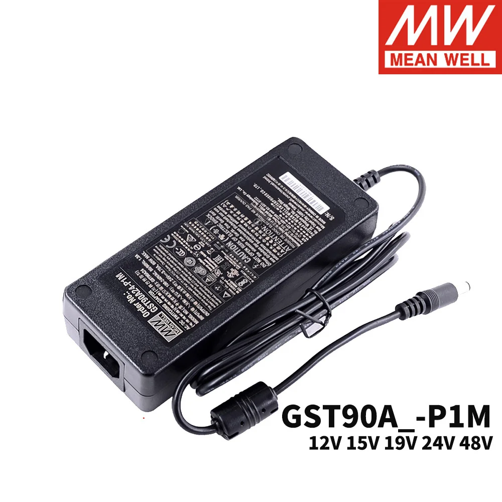 Mean Well Adaptor GST90A P1M 90W 220V AC to DC 12V 15V 19V 24V 48V Meanwell Universal Charger Switching Power Supply