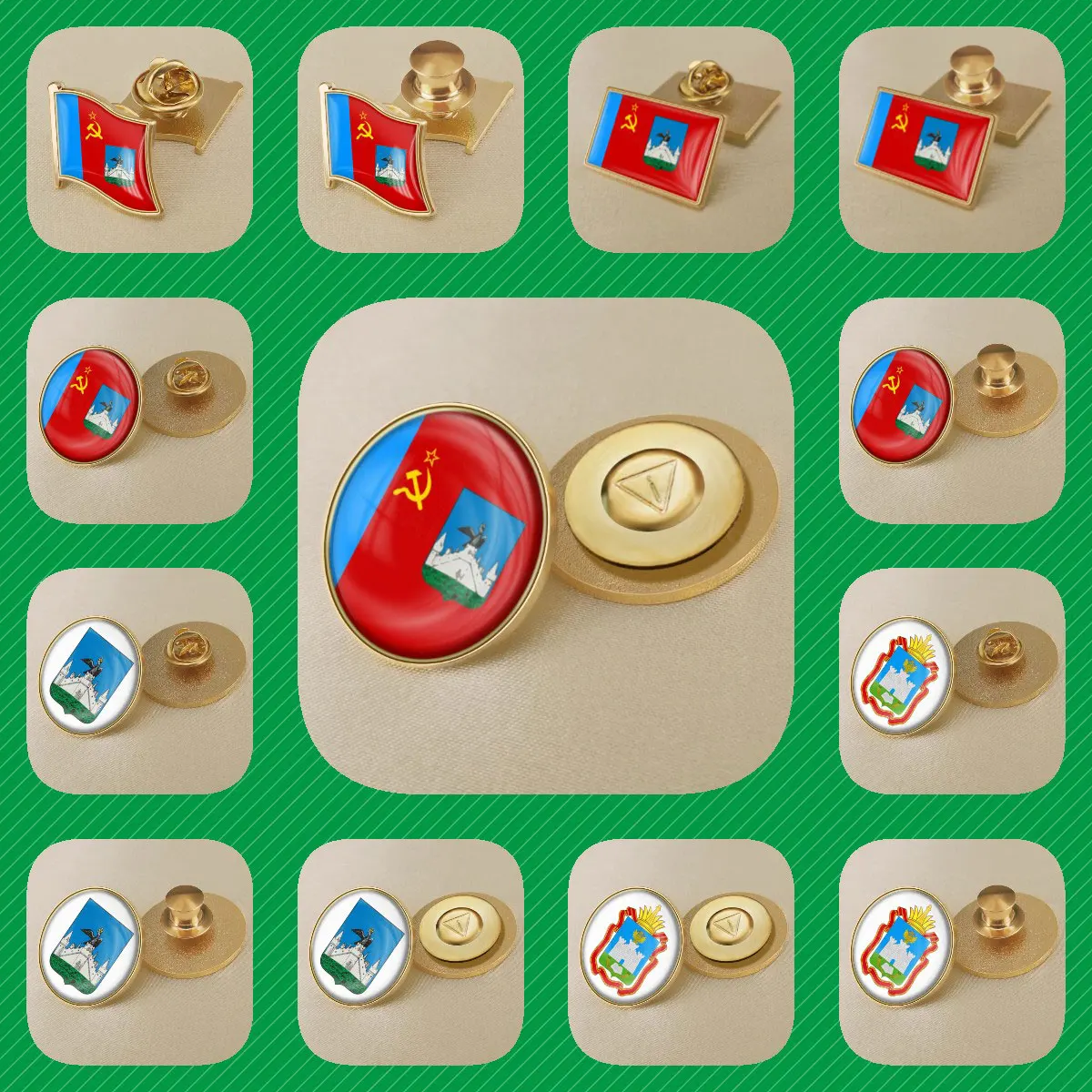 

Coat of Arms of Oryol Oblast of Russian Federation Flag Lapel Pins Broochs Badges