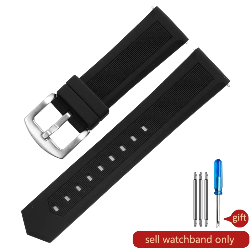 Waterproof Silicone Needle Buckle 22mm Watchband for TAG Heuer Longines Citizen Mido Seiko Breitling Orange Rubber Watch Strap