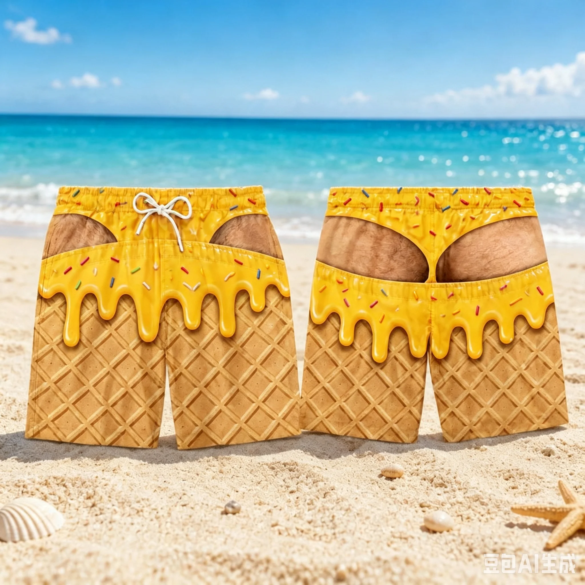 2026 Summer Hot Selling Funny Ice Cream 3D Printed Beach Shorts Men Outdoors Breathable Quick Drying Vacation Tourism Shorts