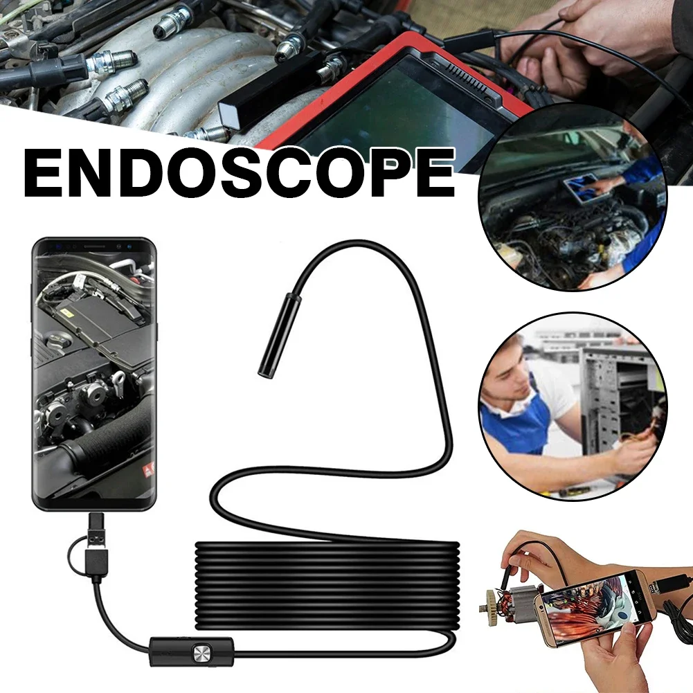 5.5mm HD Endoscope Camera Waterproof Micro 6 LED IP67 Endoscope for Cars Industrial Smartphone Mini Camera Endoscope USB Type C