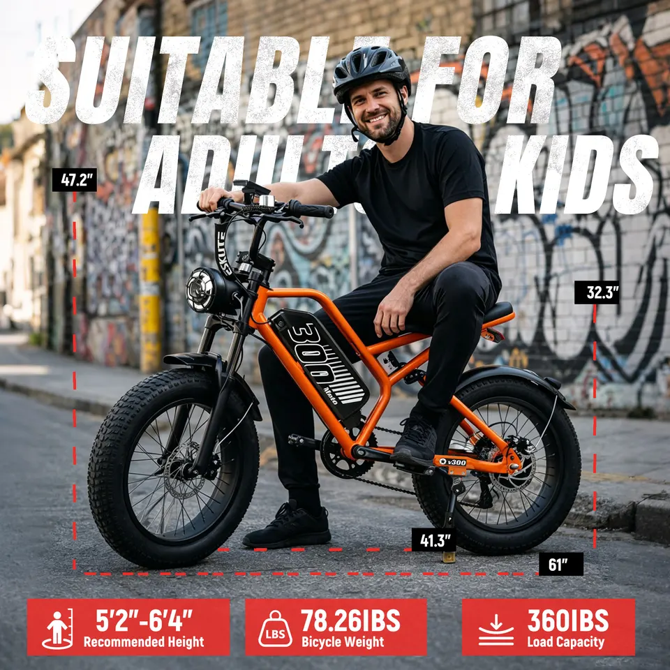 ESKUTE V300 Electric Dirt Bike, 20" Fat Tire E-Bike with 48V 20.8 Removable Battery, Off-Road Ebike Up to 30+MPH, 7-Speed Beach Snow Trail Mountain Commuter for Adult image 12