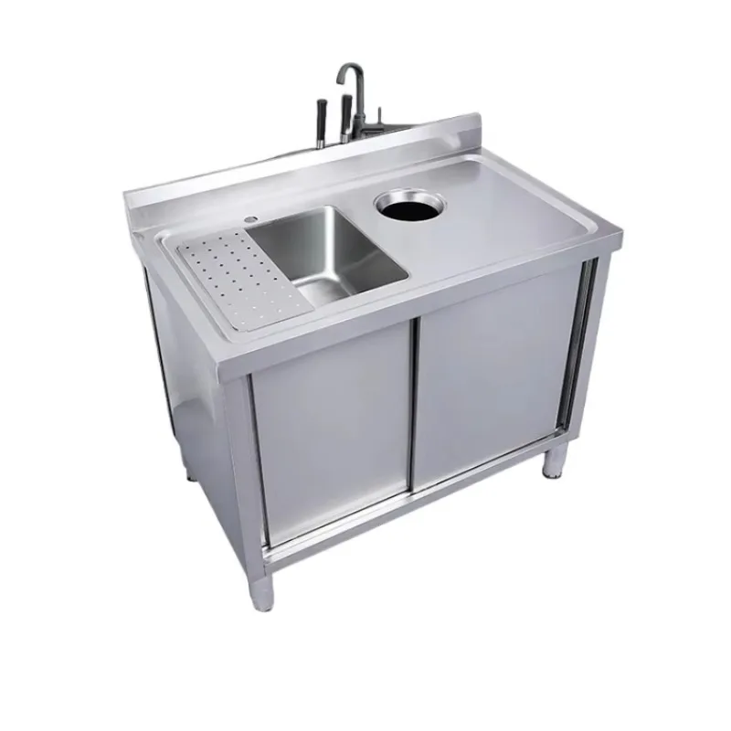 Customizable Commercial Stainless Steel Kitchen Workbench with Sink And Bin Extended Heavy-Duty Restaurant Weighing Table
