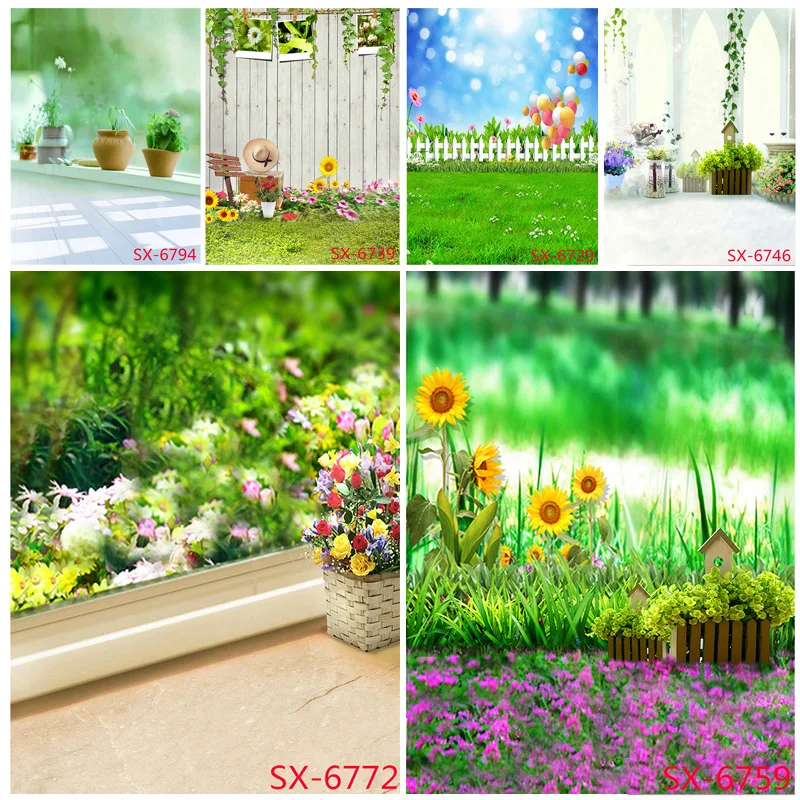 

ZHISUXI Children Birthday Photography Backdrops Scenery Flowers Lawn Baby Newborn Photo Background Studio Props YXFL-33