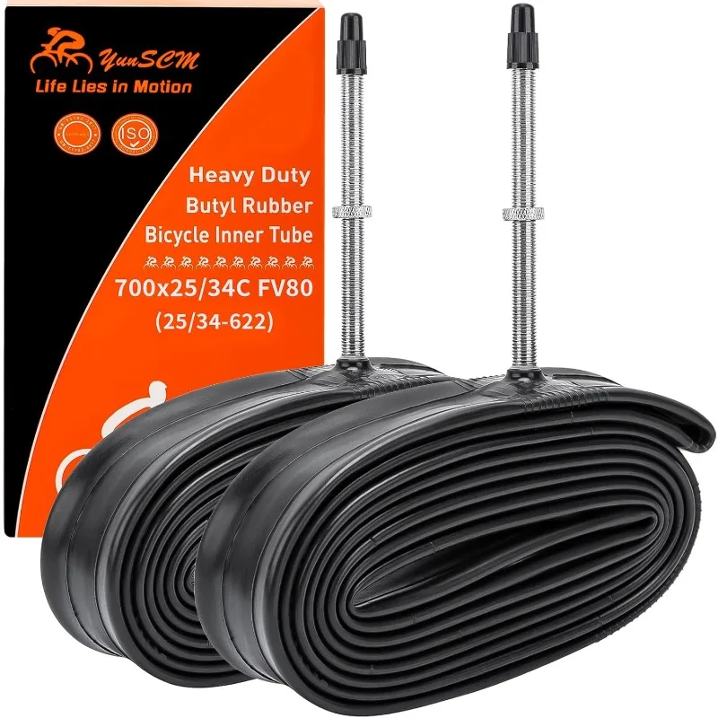 

700C Heavy Duty Bike Tubes 700x25C/26C/28C/32C FV80 Presta Valve（25/34-622） 700C Bicycle Inner Tubes Compatible with 700x25C 700