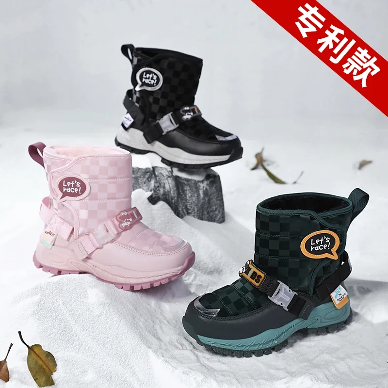 Hot Style Children Snow Boots Hig Top Velvet and Thicken Kids Boots Girl Boys  Anti-slip Wear-resistant Shoe Child Cotton Boot