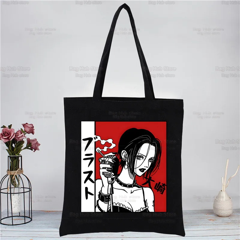 Nana Osaki Japanese Anime Manga Shopper Bag Canvas Tote Shoulder Bags BLAST Shopping Bag Black Cloth Handbags Eco Friendly