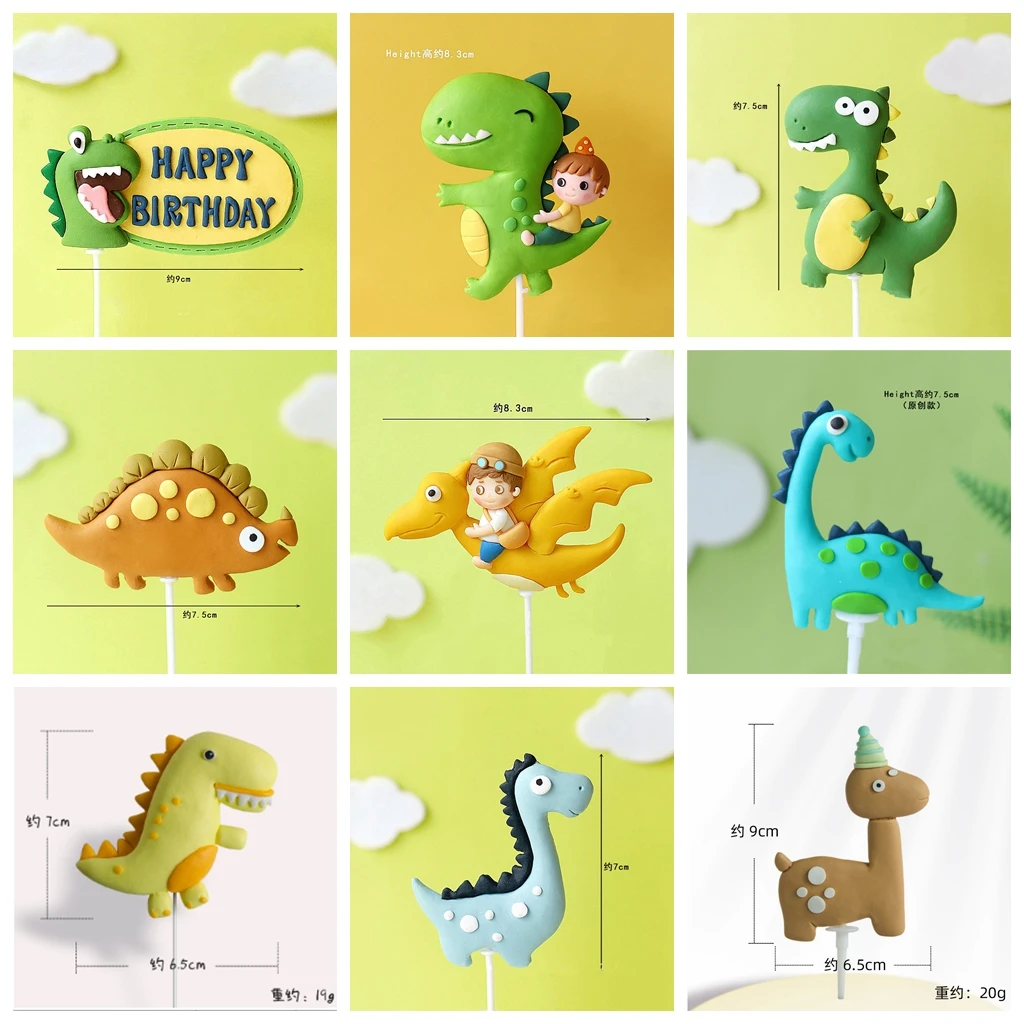 

Cartoon Dinosaur Cake Decoration Baby Dino Cupcake Topper Jungle Safari Roar Boy Happy Birthday Party Decor Rawr 1st 2nd 3rd