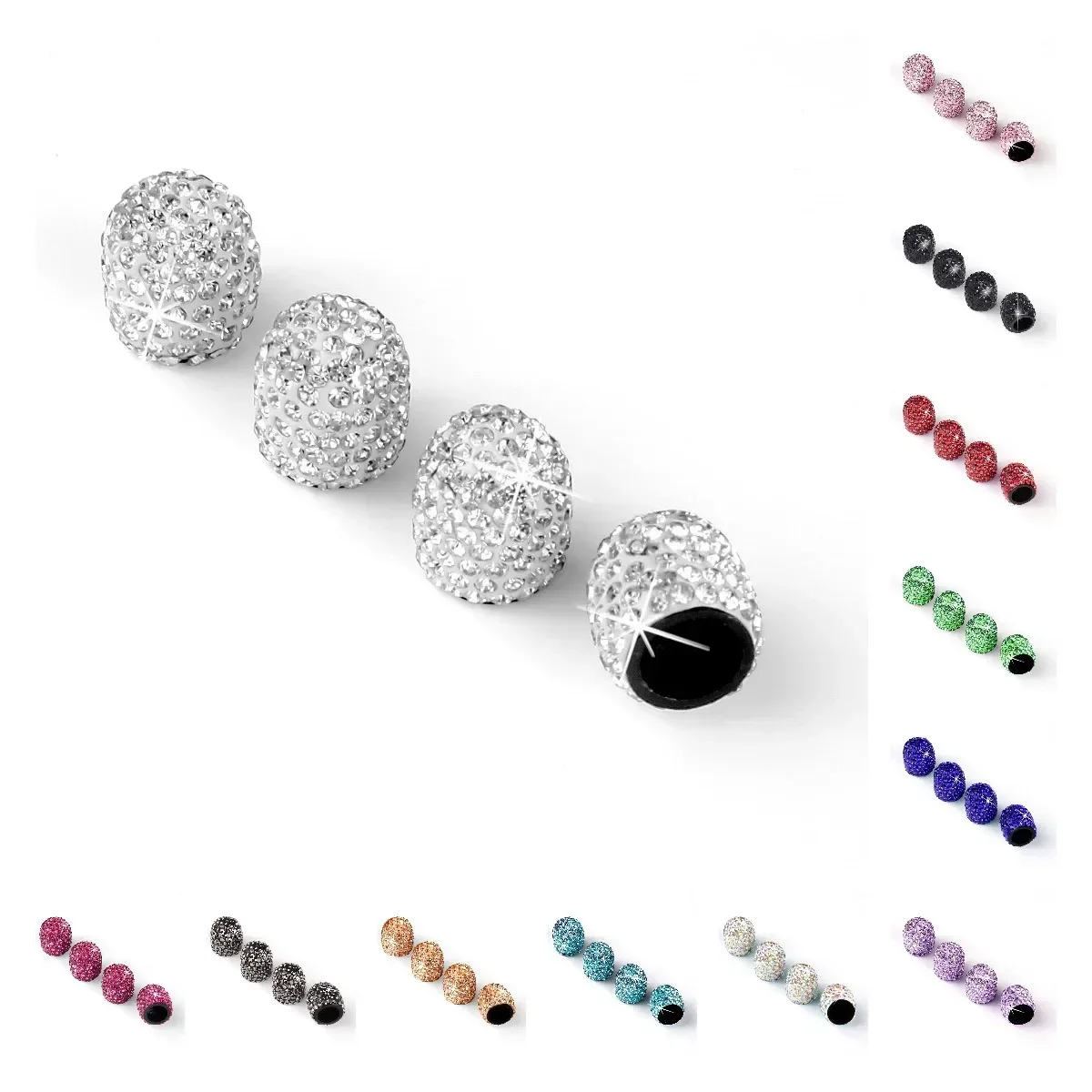 4PCS Bling Diamond Car Wheel Tire Valve Caps Tyre Rim Stem Covers for Automobiles Motorcycles Truck Bike Women Auto Amagi #1