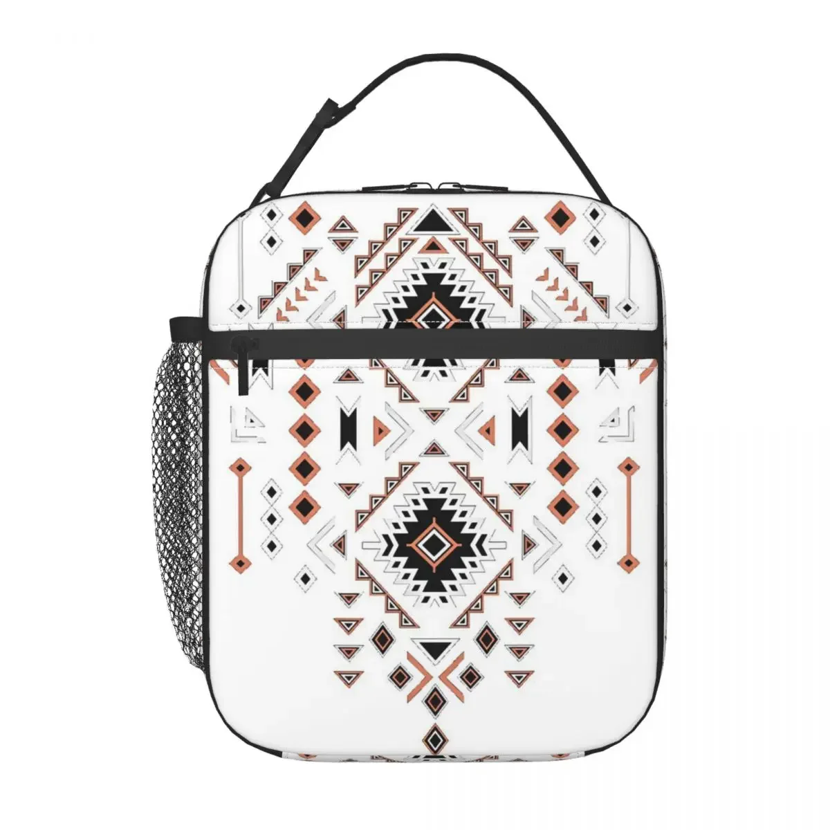 White Bohemian Ethnic Tribal Print Insulated Lunch Bag for Women Children Portable Food Boxes Thermal Lunch Box Tote