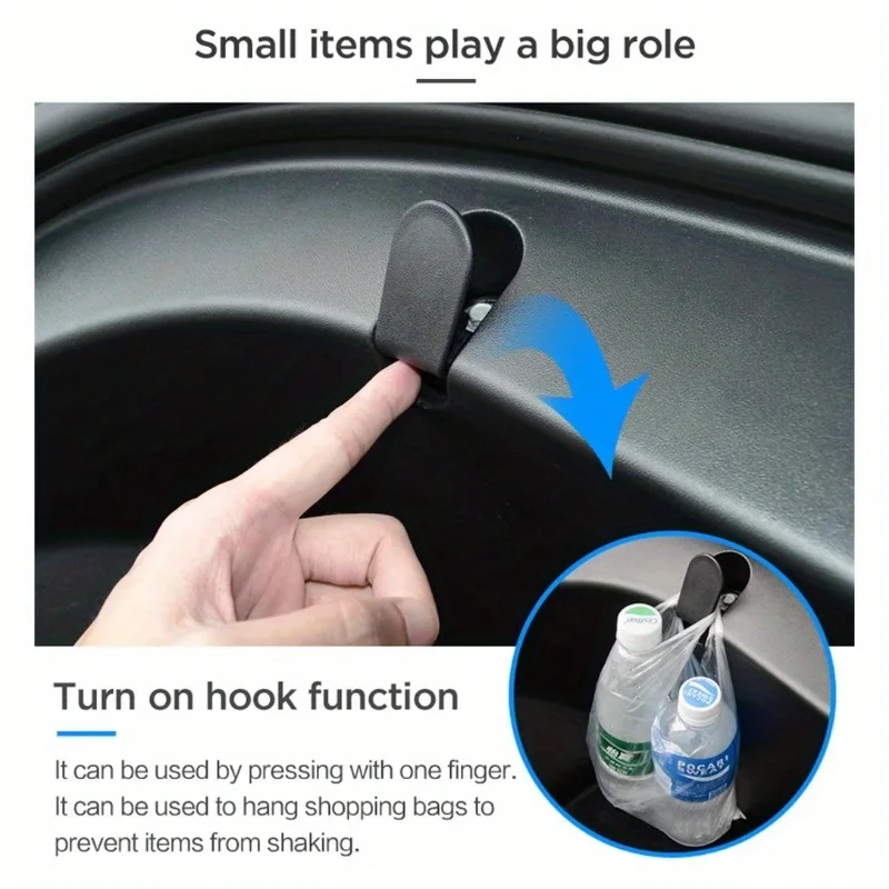 

2pcs Car Front Spare Box Hook For Tesla Model3/Y Foldable Replaceable Black Front Trunk Hook Easy To Install Car Accessory