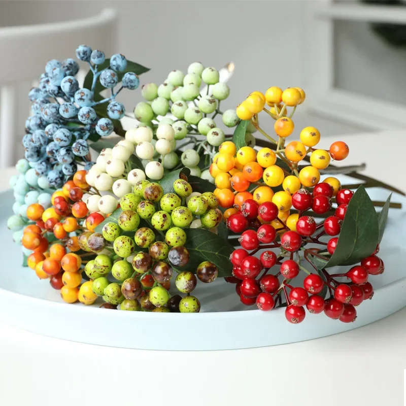 Artificial Blueberry Branch Bouquet, Fake Plant, Blue Berry Stem, Home, Living Room, Party, Wedding, Christmas Decoration