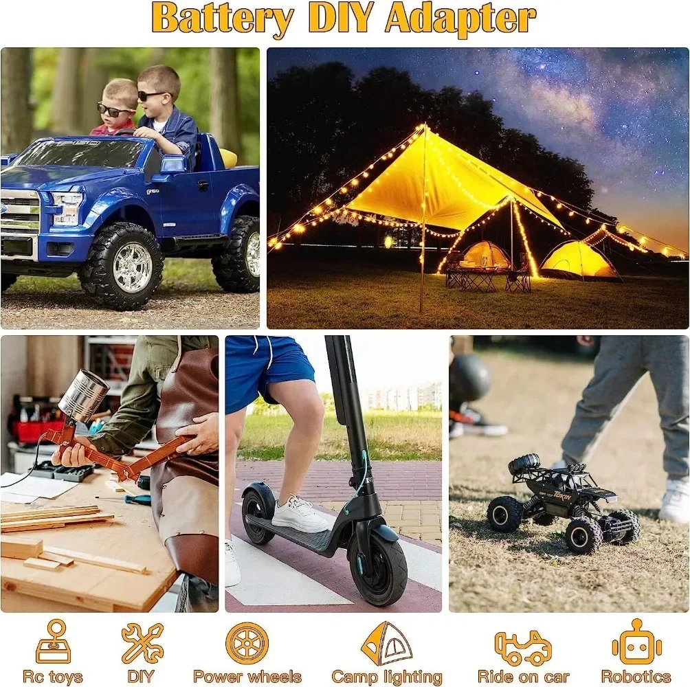 Imagem -02 - Adaptador Power Wheels para Dewalt Adaptador de Bateria com Interruptor Terminais de Fusível e Fio 12awg Wire Faça Você Mesmo Ride on Truck rc Car Toys 20v