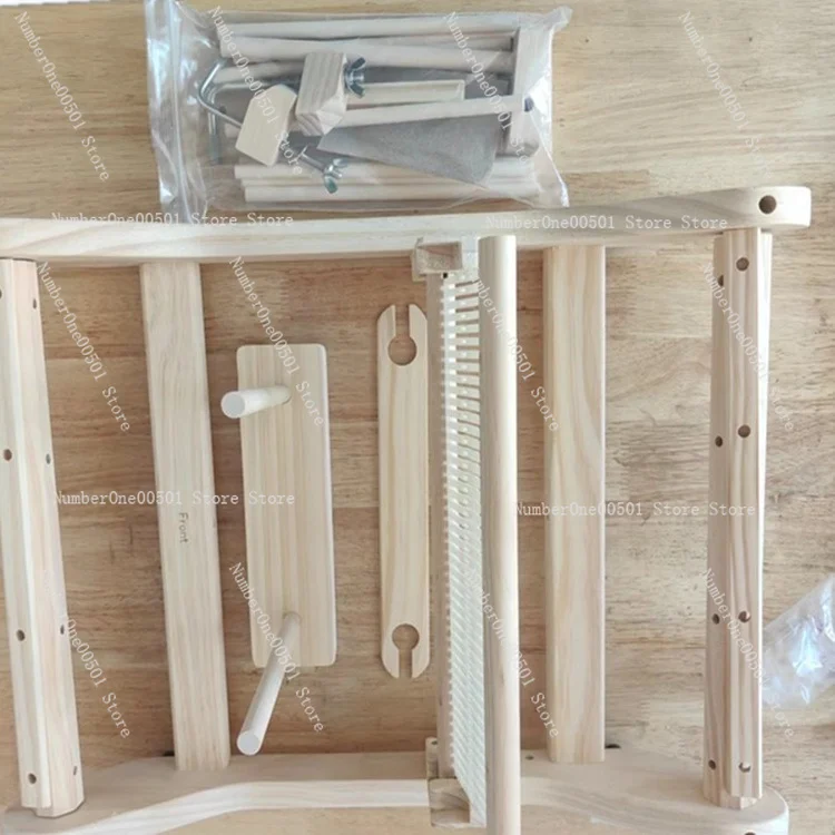 DIY Solid Wood Multi-functional Weaving Loom, Household Spinning Wheel Handmade Wool Production Textile Tapestry
