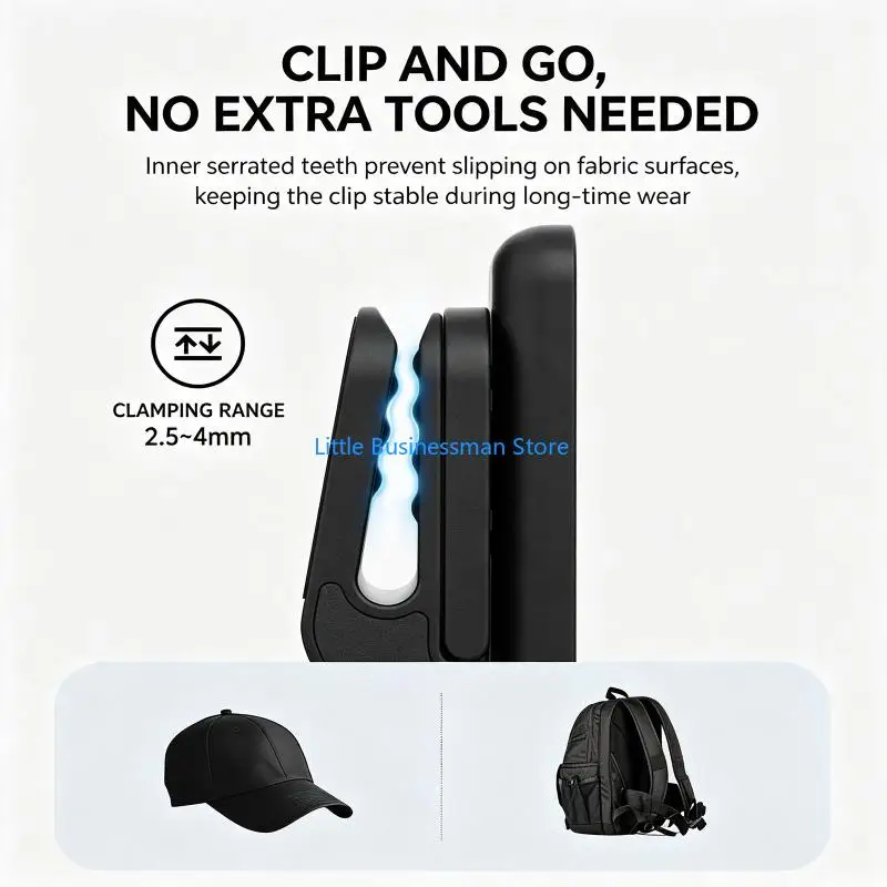 Verstellbarer magnetischer Kamerahalter mit tragbarer Cliphalterung für OSMONano Hut-Clip-Bereich oder Rucksackgurtband – Detail 5
